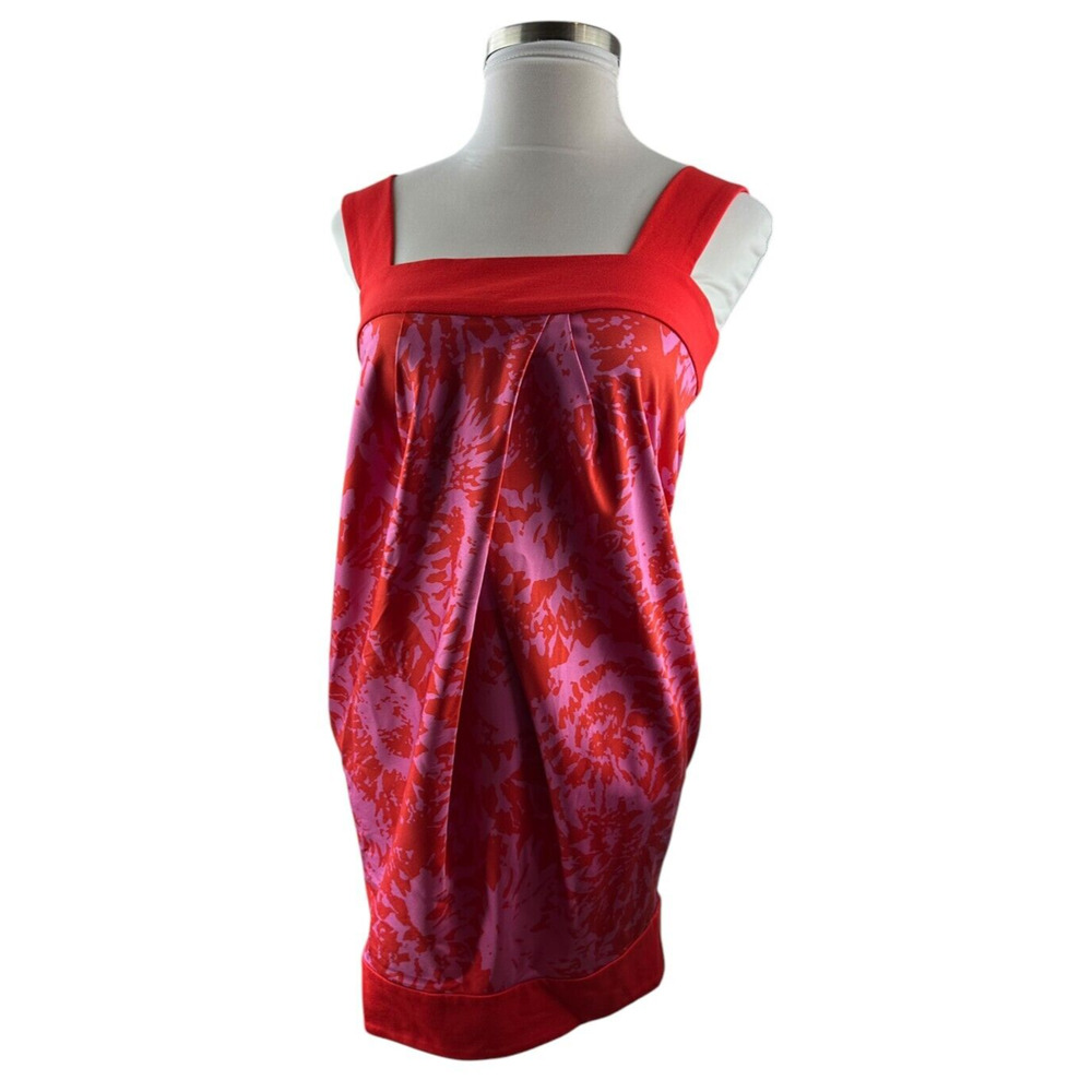 Diane von Furstenberg Silk Blend Pleated Mini Dress Y2K Red & Pink DVF Size 10 - Picture 13 of 13